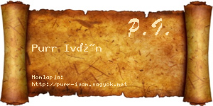 Purr Iván névjegykártya