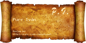 Purr Iván névjegykártya